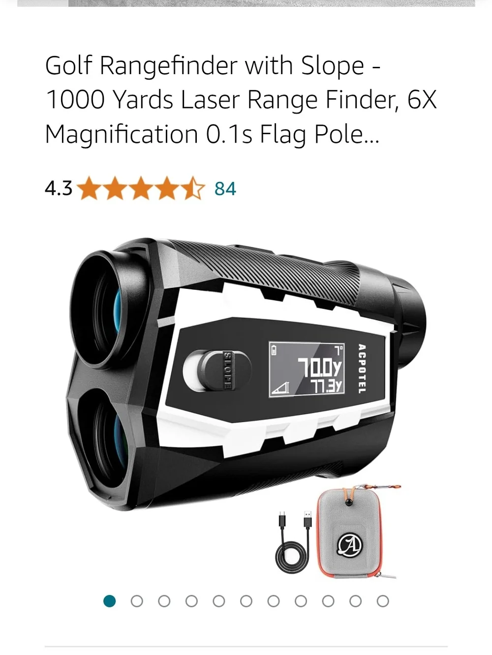Acpotel PF2L Black & White Golf Laser Rangefinder - 1000 Yards, 6X Magnification